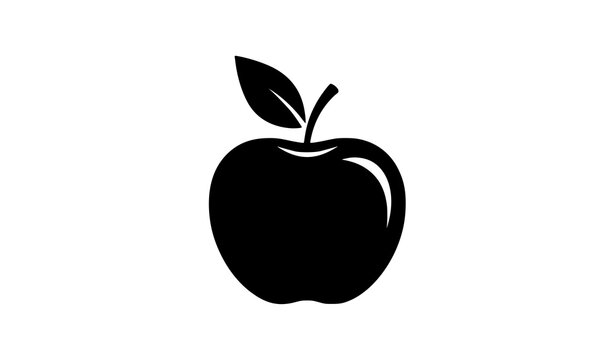 Minimalist continuous line art vector illustration of an abstract apple fruit form with leaf and stem for elegant contemporary kitchen wall print decor