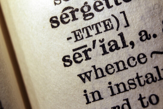 Word serial on dictionary page, macro close up