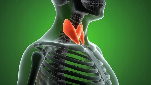 Visual representation of the human thyroid gland in a detailed 3D rendering, highlighting its crucial role in the endocrine system and overall metabolic regulation