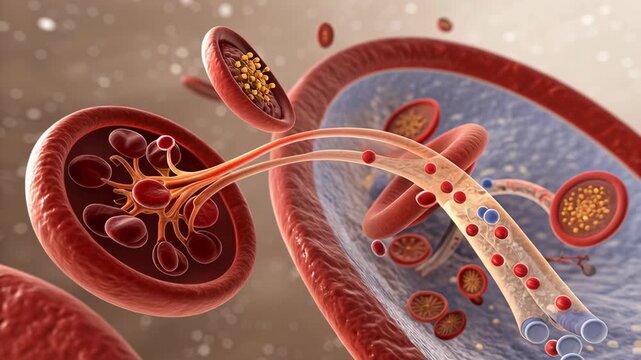 Blood Vessel Red Cell Parasite Infection in Bloodstream Artery Circulation Medical Illustration