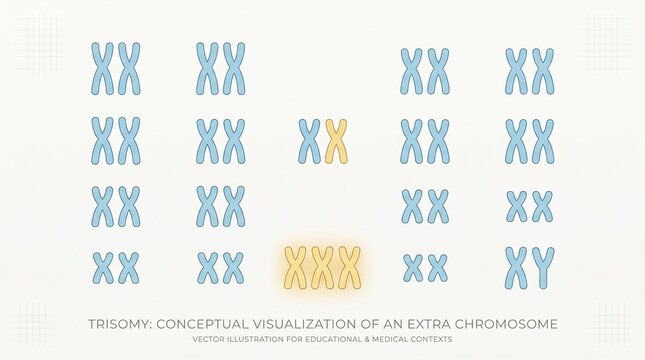 Extra chromosome concept illustration, trisomy 21 symbolic awareness design
