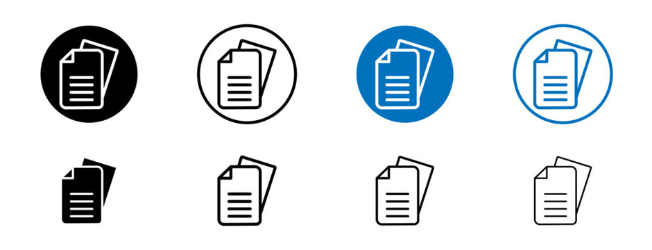 Document icons set in black and blue colors on white background