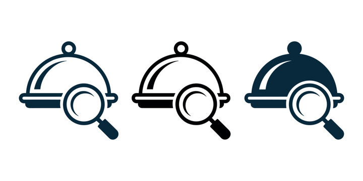 Cloche with magnifying glasses in three color variations food cover search investigation