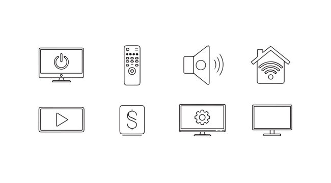 Collection of technology and smart home icons on a white background