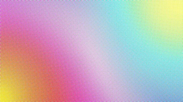 Holographic pastel gradient background with halftone dot texture, vibrant rainbow mesh blur, colorful abstract digital wallpaper