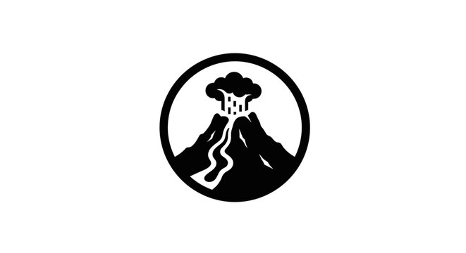 Volcano Eruption Icon Black.