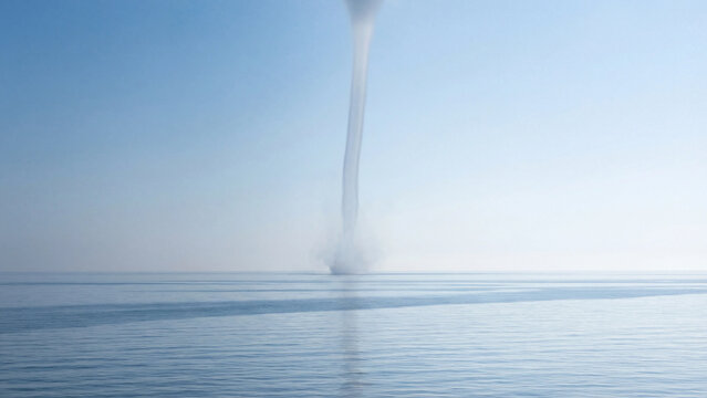 Tornado ocean water funnel forming over sea dramatic weather scene