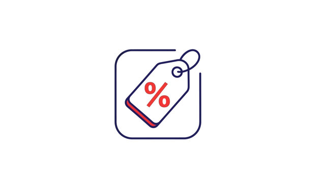 Modern vector graphic illustration of a price tag icon with a percentage symbol, perfect for showcasing sales, discounts, and special offers in e-commerce and retail marketing campaigns