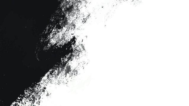 Textured paint stroke background with distressed black and white ink brush patterns and transparent side for layering artistic grunge effects into digital illustrations and creative design layouts.