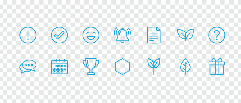 Modern Essential Line Icons Set for UIUX. Outline Vector Collection with Notifications, Business, Chat and Help