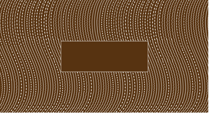 A sophisticated brown digital background with white intricate wavy line patterns. Includes a central rectangular box for overlaying text or design content.