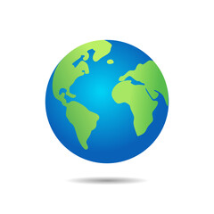 Obraz premium Earth Icon Vector - Planet Globe, World Map and Global Symbol Outline Illustration
