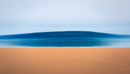 Fototapeta premium The Delicate Texture of a Single Perfectly Smooth Cobalt Blue Wave Undisturbed Gliding Over Sand