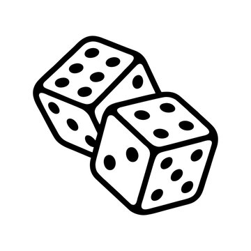 Dice Icon Line Style, Casino Gambling Game Luck Outline Vector