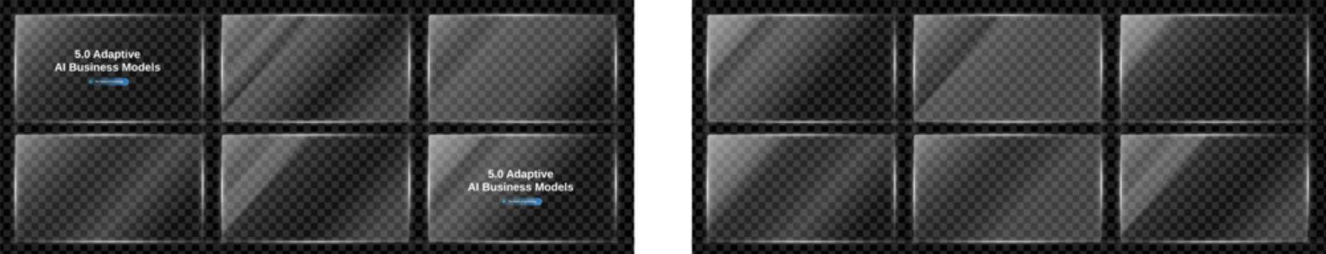 Glass mirror and reflect on digital screen with window. Monitor through glare and phone effect for clear tablet. Shine on black plastic square computer and laptop panel with acryl.