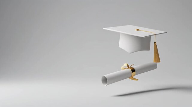 Graduation cap and diploma scroll symbolizing academic achievement and the pursuit of knowledge, representing educational success