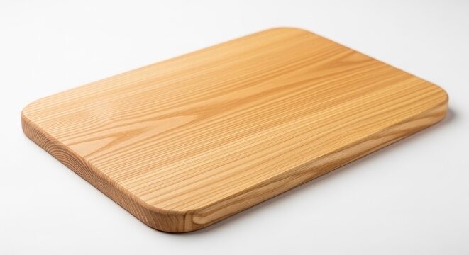 Wooden cutting board on white background culinary tool for food preparation