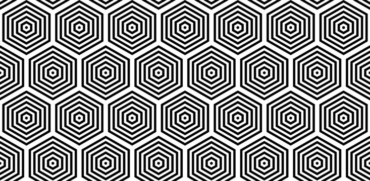 Trendy brutalist hexagon geometric pattern set featuring line textures and grid backgrounds.