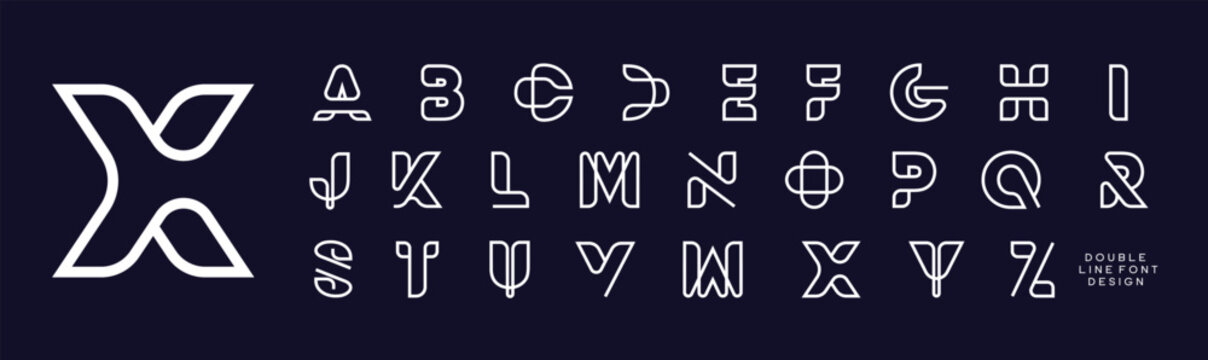 Logo double line Modern Alphabet Font. Typography urban style fonts for technology, digital, movie logo. vector illustration  