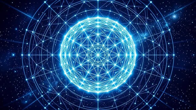 Abstract digital sphere in space emphasizing advanced technology and cybersecurity