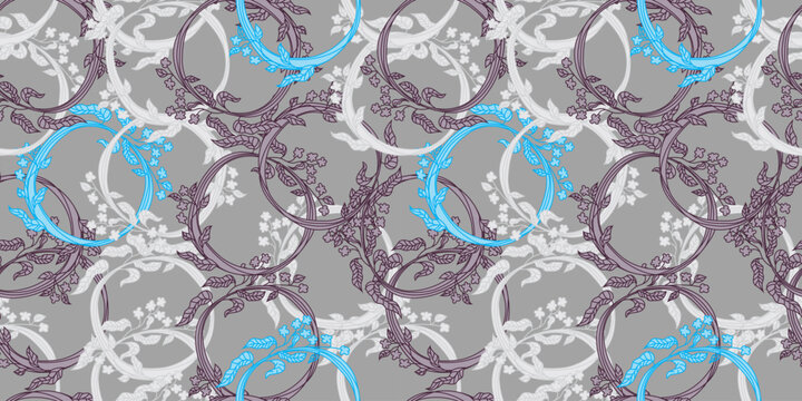 PrintMehndi indian traditional pattern, floral seamless vector hena background