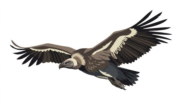 Flying vulture bird cartoon illustration isolated on white background