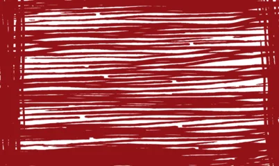 Gordijnen Abstracte kunst A square abstract art piece featuring horizontal white lines on a red background with a textured brushstroke effect  © Idee khan