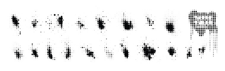 A striking abstract halftone pattern composed of black dots of various sizes creating dynamic visual effects. ©  MVectors