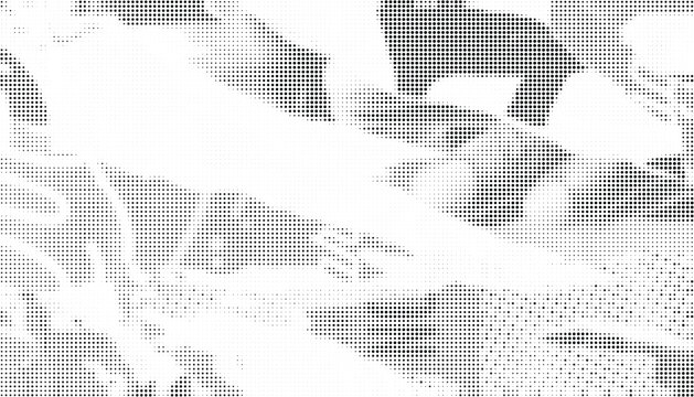 Abstract black and white halftone dot pattern creating an organic grunge texture background.