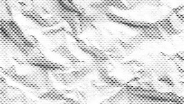 Abstract black and white halftone pattern featuring wavy organic shapes and dots.