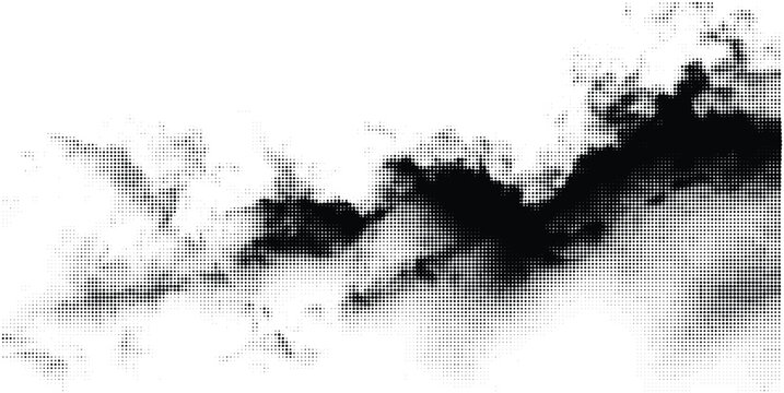 Abstract halftone cloud with gradient dot pattern for design and atmospheric effects. Smoke overlay