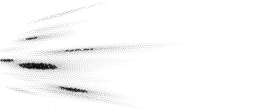 Abstract halftone sun rays creates a dynamic streaked background with a sense of converging speed.