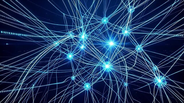 Abstract network of glowing connections emphasizing advanced technology and cybersecurity