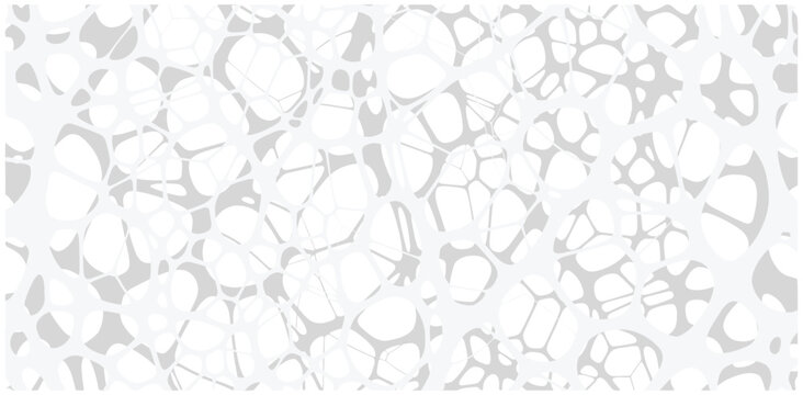 Abstract fractal organic white and light gray network pattern creates a porous cellular background.