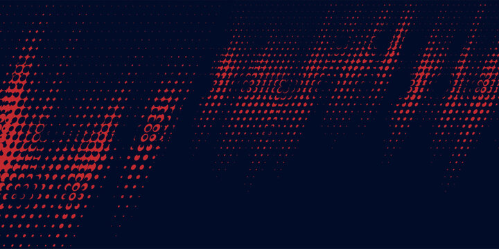 Red halftone dots blue color pattern gradient grunge texture background. Dot pop art comic sport style vector illustration.
