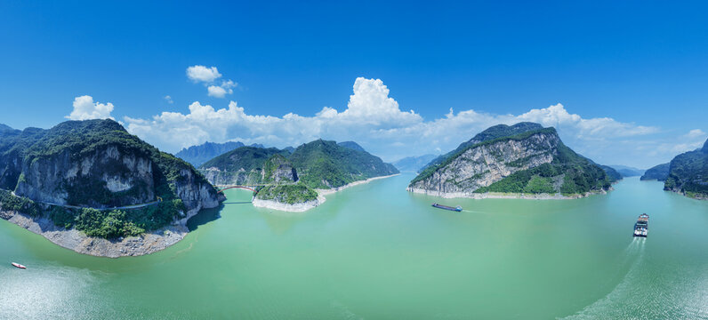 Panoramic View of the Yangtze River Gorge in Summer