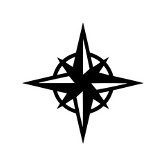 Obraz premium Stylized black compass rose, navigation and direction Vector