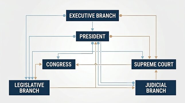 Diagram illustrating the United States government system of checks and balances