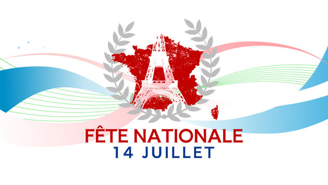 F&ecirc;te nationale fran&ccedil;aise, 14 juillet - banni&egrave;re, fond - illustration vectorielle