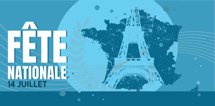 F&ecirc;te nationale fran&ccedil;aise, 14 juillet - banni&egrave;re, fond - illustration vectorielle