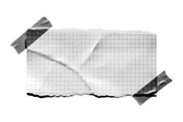 Naklejka premium Halftone dot pattern on a blank torn paper note secured with adhesive tape.