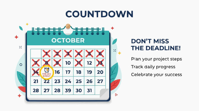 A captivating visual of a calendar displaying a countdown to a significant event, meticulously marked with crosses.
