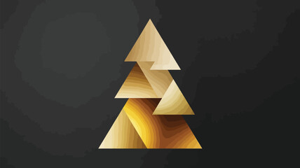 Naklejka premium Abstract golden christmas tree formed by geometric shapes on a dark background