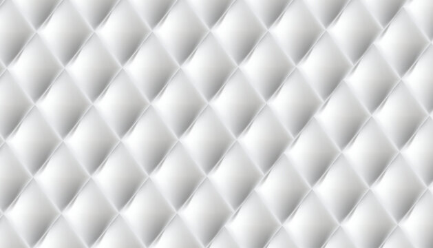 Seamless white quilted pattern with repeating diamond texture creates an elegant abstract background.