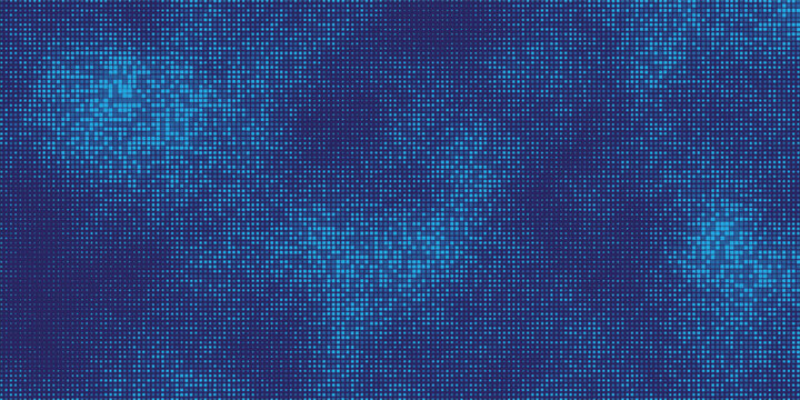 Abstract software development background with blue pixelated code stream.