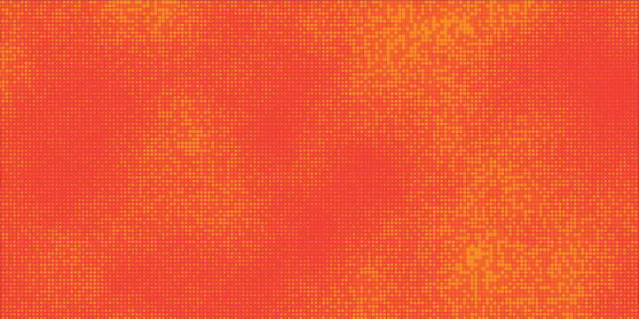 Orange halftone offset print texture with gritty pixelated raster effect.