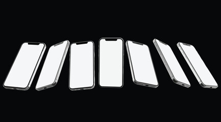 Fototapeta premium Set of smartphones with blank screens