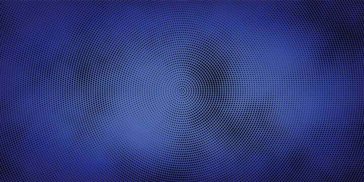 Retro music vinyl record style background with blue radial halftone texture.