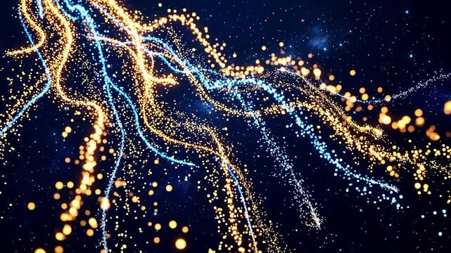 Abstract glowing particle streams for creative digital media and visual arts