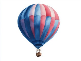 Fototapeta premium Red White Blue Balloons with USA Flags Watercolor Clipart